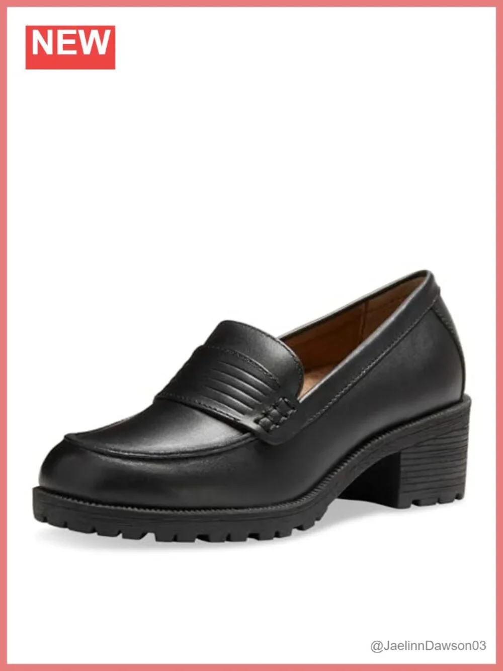 Women's Leather Penny Loafer Block Heel Slip-On Classic Comfy